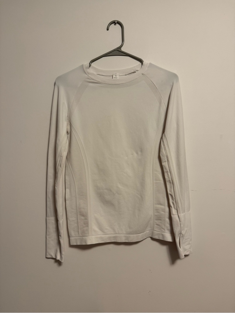 Women's White Long-Sleeve Crew Neck Running Top